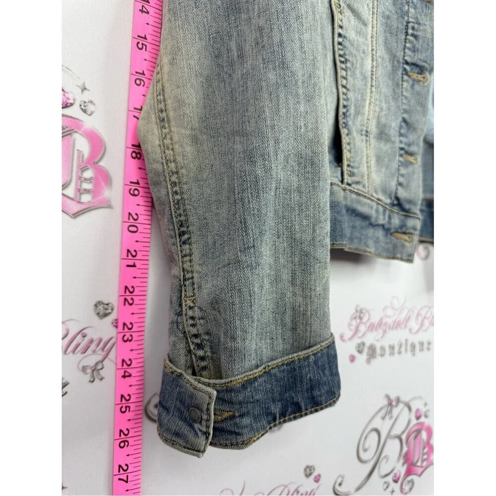 Mavi Jean jacket button up wash light Distressed Light Blue Denim Jacket